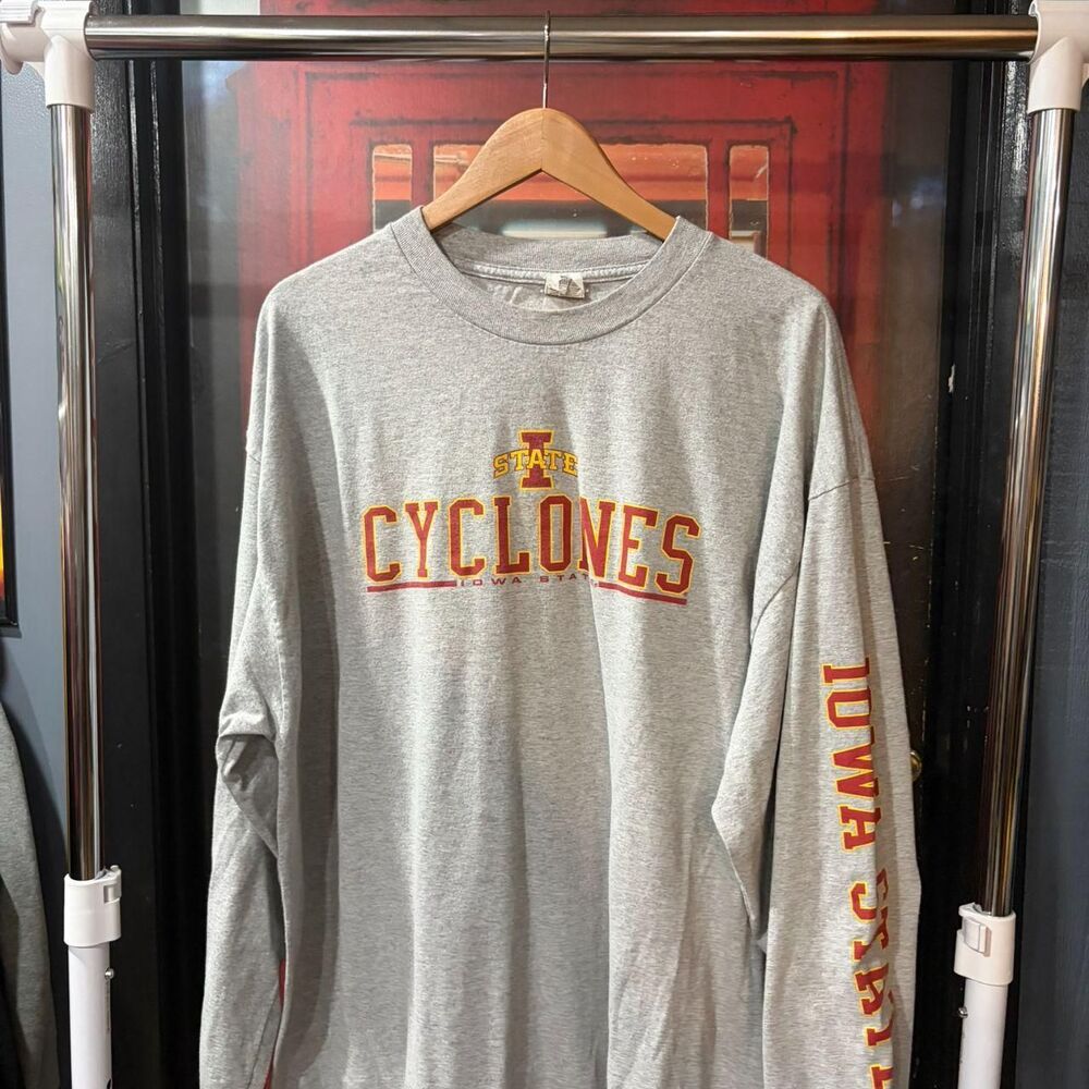 Vintage 2000s Iowa State Cyclones Alstyle Grey Long Sleeve T-Shirt XL NCAA